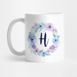 Floral Monogram H Icy Winter Blossoms Mug